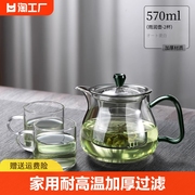 小泡茶壶玻璃茶壶泡茶家用耐高温加厚泡茶器，花茶壶侧把手工高硼硅