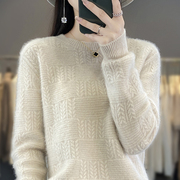 秋冬羊绒衫女款圆领套头纯色，加厚保暖时尚，长袖打底衫针织羊毛毛衣