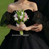 韩式礼服短款黑色网纱手套抹胸婚纱礼服配饰遮手臂袖袖子新娘手套