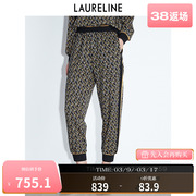 LAURELINE/洛瑞琳春季女装个性字母印花铅笔裤小脚长裤
