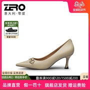 zro零度女鞋正装尖头单鞋，女夏季细跟鞋女式时尚舒适百搭皮鞋通勤