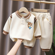 婴儿衣服4秋季5长袖，6纯棉7外穿8套装9分体10个月男宝宝超洋气春装