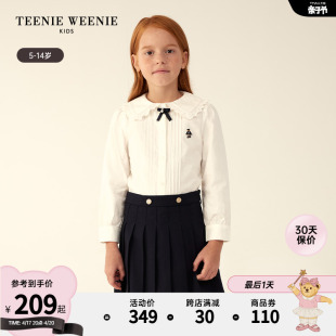 TeenieWeenie Kids小熊童装23年款秋冬女童娃娃领全棉百搭衬衫