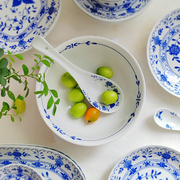 十一窑景德镇青花瓷，蓝洋葱饭碗家用中式陶瓷碗盘，餐具套装送礼礼盒