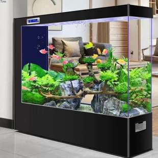 方形懒人水族箱客厅屏风家用免换金鱼缸玻璃鱼缸生态超白隔断