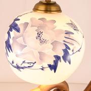 台灯罩圆球落地灯吊灯椭圆形，花朵青花陶瓷罩防护玻璃，灯罩防刺眼