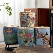 珐琅彩陶瓷茶叶罐粗陶密封罐，红茶普洱储茶罐容量250克可