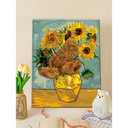 diy数字油彩画手绘装饰画客厅减压手工涂色水彩画数字油画向日葵