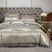 欧式四件套贡缎提花丝绸缎被套1.8m2.0mK床结婚庆床单奢华床上用