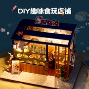diy手工小屋日式寿司店建筑，拼装模型微缩玩具盖房子生日礼物女生