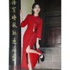 新中式国风订婚敬酒服2023新娘，回门便装红色，旗袍连衣裙长裙