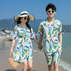 沙滩裙女情侣装夏装短袖，t恤三亚旅游拍照大码连衣裙海边度假套装