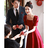 敬酒服2024新娘回门订婚礼服平时可穿红色连衣裙法式简单大气