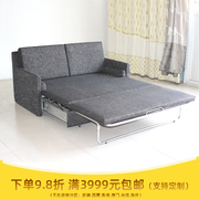 北京多功能床订制现代简约双人折叠棉麻面料，灰色沙发床多色可选