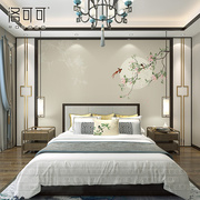 新中式壁布客厅沙发背景墙壁纸卧室床头餐厅壁画淡雅花鸟电视
