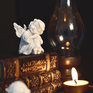 欧式复古做旧小天使北欧树脂少女，心雕塑客厅，人物装饰品摆件礼物