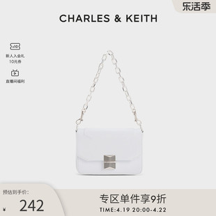 charles&keith春夏ck2-80782030金属扣链条单肩小方，包女包(包女包)