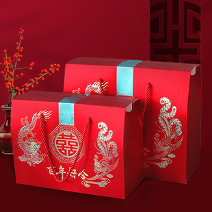 中式婚礼喜糖礼盒回礼袋红色袋订亲结婚伴手装纸袋2024