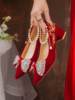 新娘鞋高跟婚鞋女2023秋季水钻蝴蝶结珍珠中式秀禾服结婚单鞋