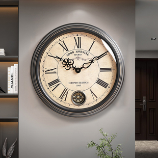 2024复古欧式挂钟轻奢客厅，简约挂墙钟表现代美式高档时钟挂表