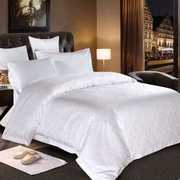 厂促宾馆床上用品床单三件套酒店提花被套四件套纯棉全棉白色