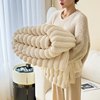 兔毛绒毛毯珊瑚绒毯子午睡办公室沙发盖毯纯色披肩毯床单加厚冬季