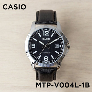 卡西欧手表casiomtp-v004l-1b潮流，休闲指针防水石英，皮带情侣表