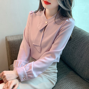 温柔气质紫色雪纺衬衫女早秋季2024设计感小众长袖职业风上衣