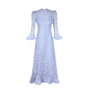 zimmermann24春季蓝花楹花朵，丝质亚麻欧根纱中长裙礼服