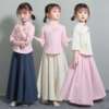 小女孩民国服装童装复古中国风唐装小孩学生合唱演出服长裙大摆裙