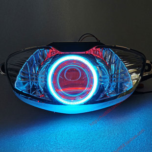 超人海王星双光透镜天使恶魔眼摩托车改装件q5海，5led透镜大灯总成