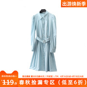 高货599元木系列通勤文艺范长袖(范长袖)系带，连衣裙当季春装女装折