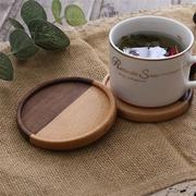 创意实木餐垫杯垫欧式简约榉木，茶杯垫黑胡桃木木质隔热垫