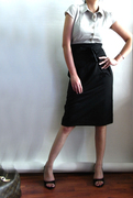 C&k工装短袖连衣裙，办公室正装免熨烫，西装翻领黑白经典配色，