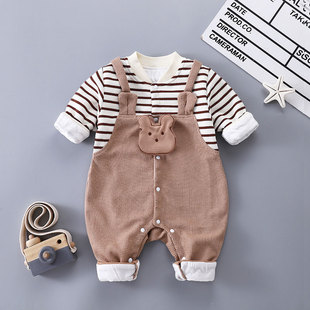 婴儿连体衣春秋款外穿双层洋气秋装超萌三个月的宝宝衣服男超萌