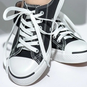 小白鞋鞋带懒人百搭运动休闲扁平鞋男女儿童帆布鞋绳黑白色纯扣束
