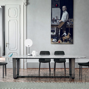 北欧大理石实木餐桌现代简约小户型长方形吃饭桌子，设计师创意家具