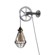 工业复古做旧水管蒸汽风格滑轮壁灯 复古纯铜灯头爱迪生滑轮壁灯