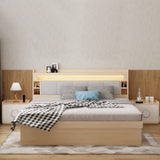 北欧双人床1.8米现代简约气动高箱储f物，榻榻米床1.5米抽屉式收纳