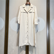 真丝连衣裙重磅双绉纯色西装领气质七分袖简单设计感桑蚕丝5-3-4