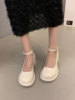 玛丽珍鞋女春夏2024年韩版甜酷高级感厚底粗跟一字式扣带单鞋