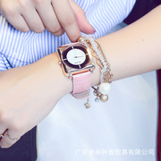 香港guou经典休闲韩版方形，石英手表简约帅气皮带黑色个性手表8811