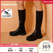 Toomanyshoes曲奇靴子熔岩巧克力饼干鞋黑色长靴女高筒骑士靴