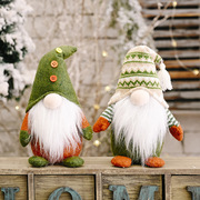圣诞节无脸娃娃精灵公仔欧美绿色风格装饰北欧鲁道夫摆件