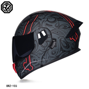 新3c认证orz摩托车，揭面盔双镜片头盔男女加蓝牙全盔四季尾翼