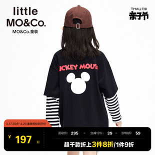 抑菌littlemoco童装男童女童假两件纯棉长袖t恤儿童迪士尼米奇ip