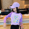 女童T恤长袖秋季2023纯棉洋气紫色打底衫儿童上衣女孩内搭春秋款
