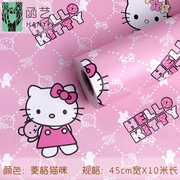 hellokitty猫儿童房墙纸，卡通贴纸家具翻新壁纸自粘卧室温馨防水