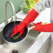 加长手套橡胶厨房家务，耐用洗碗女防水洗衣服清洁胶皮加厚乳胶冬季