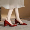 红色婚鞋粗跟秀禾鞋订婚结婚鞋子高级感不累脚孕妇法式高跟新娘鞋